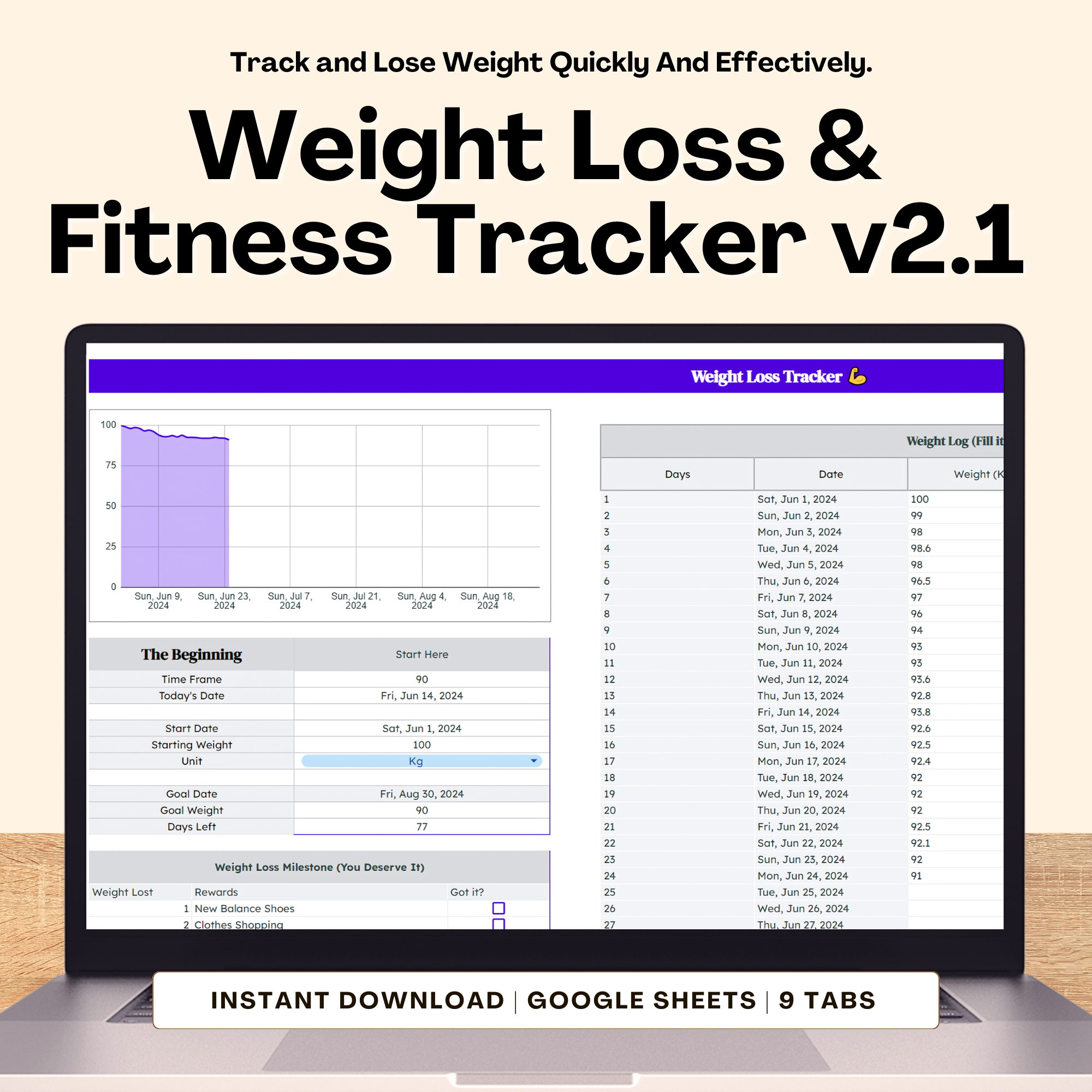 Weight Loss Planner Spreadsheet - Image 2