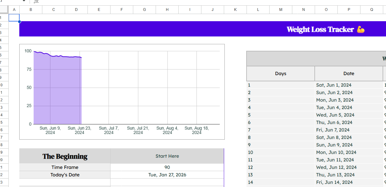 Weight Loss Planner Spreadsheet - Image 6