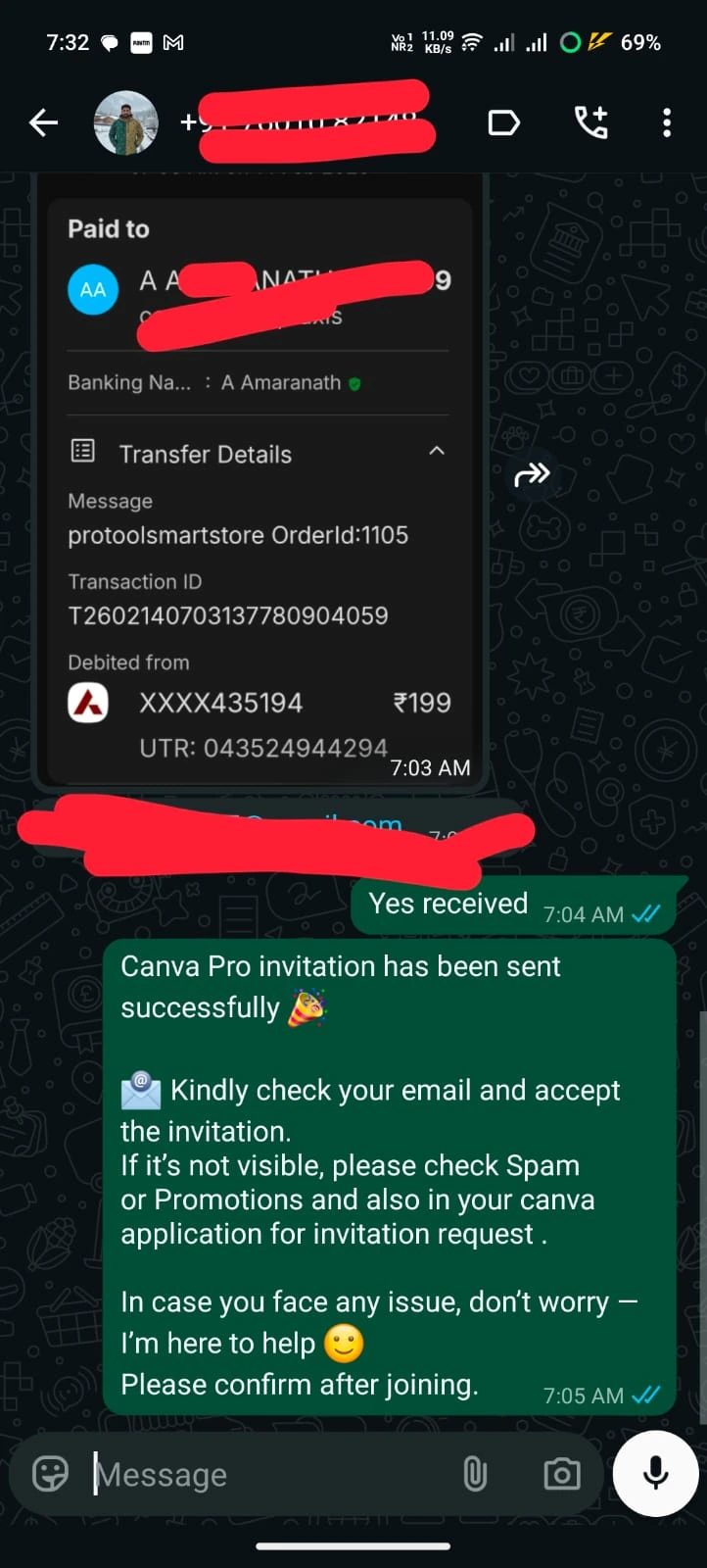 Canva Pro activation screenshot